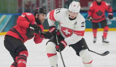 Switzerland's Kevin Fiala to miss rest of Olympics after being stretchered off against Canada