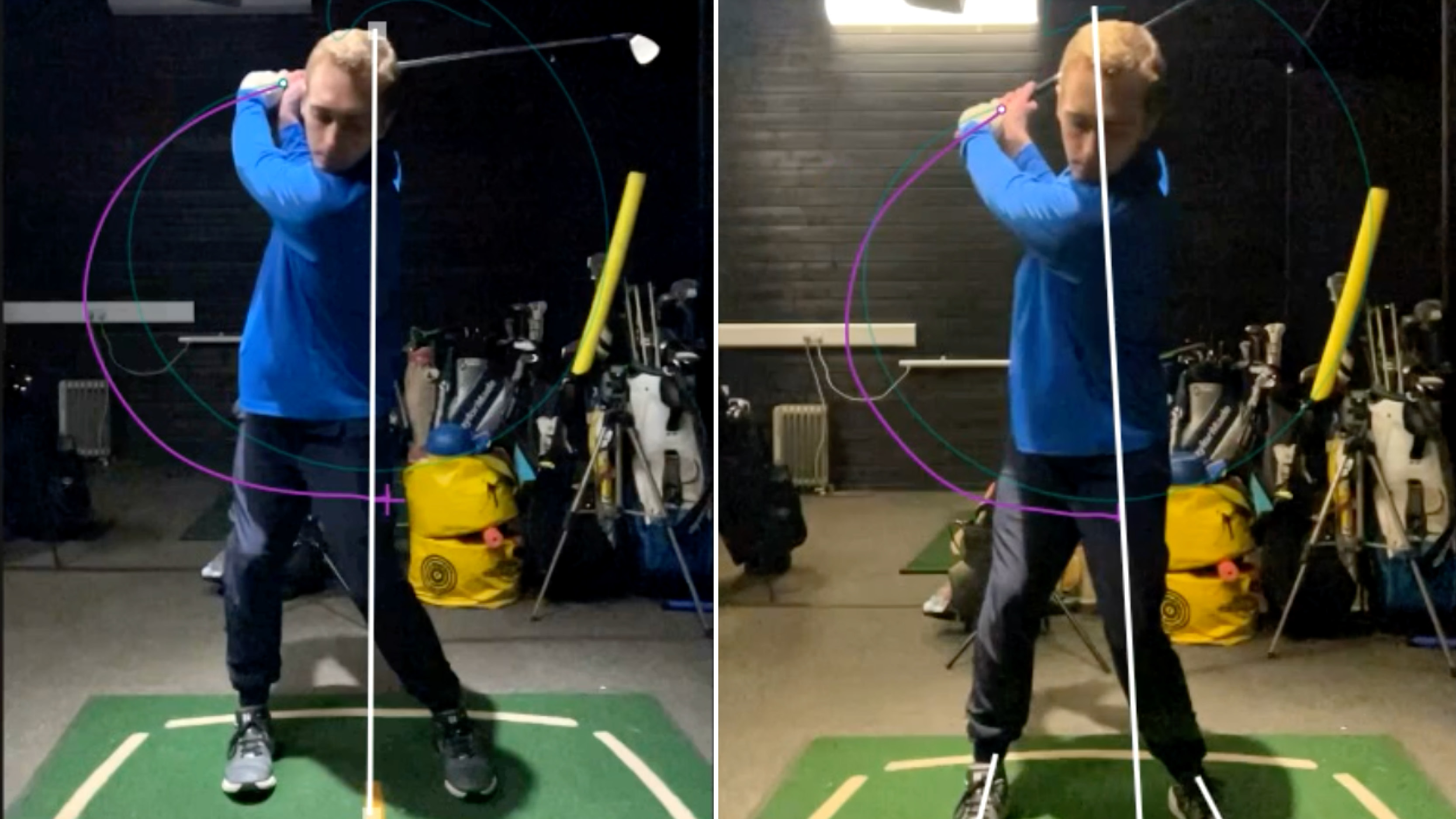 Before and after shots of Jonny Leighfield's lesson with Tom Motley on January 29, 2026