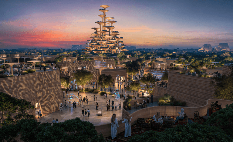 Saudi PIF new strategy: A render of the Expo 2030 site in Riyadh. The new investment protocol puts Expo and the 2034 World Cup at the top of the priority list