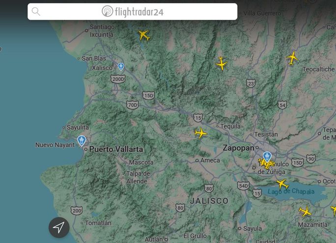 FlightRadar24 map captured on Feb. 22, 2026, showing aircraft activity travel disruptions unfold.