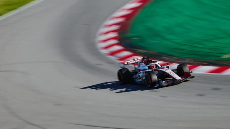 Esteban Ocon, Haas, during testing in Barcelona