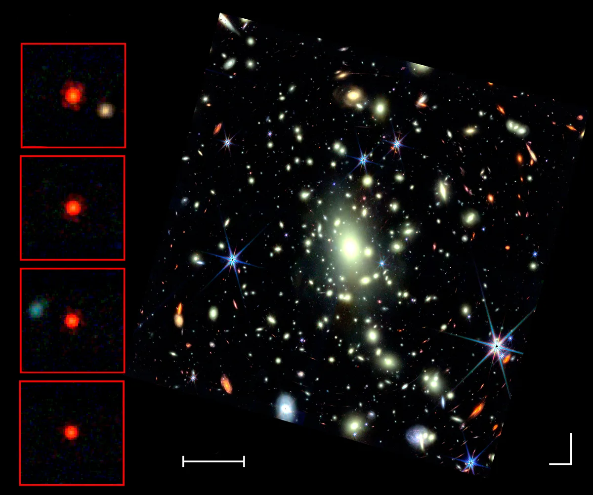 Once, twice, four times a LRD: the dot’s colour and brightness both vary over time. Credit: JWST NIRCam