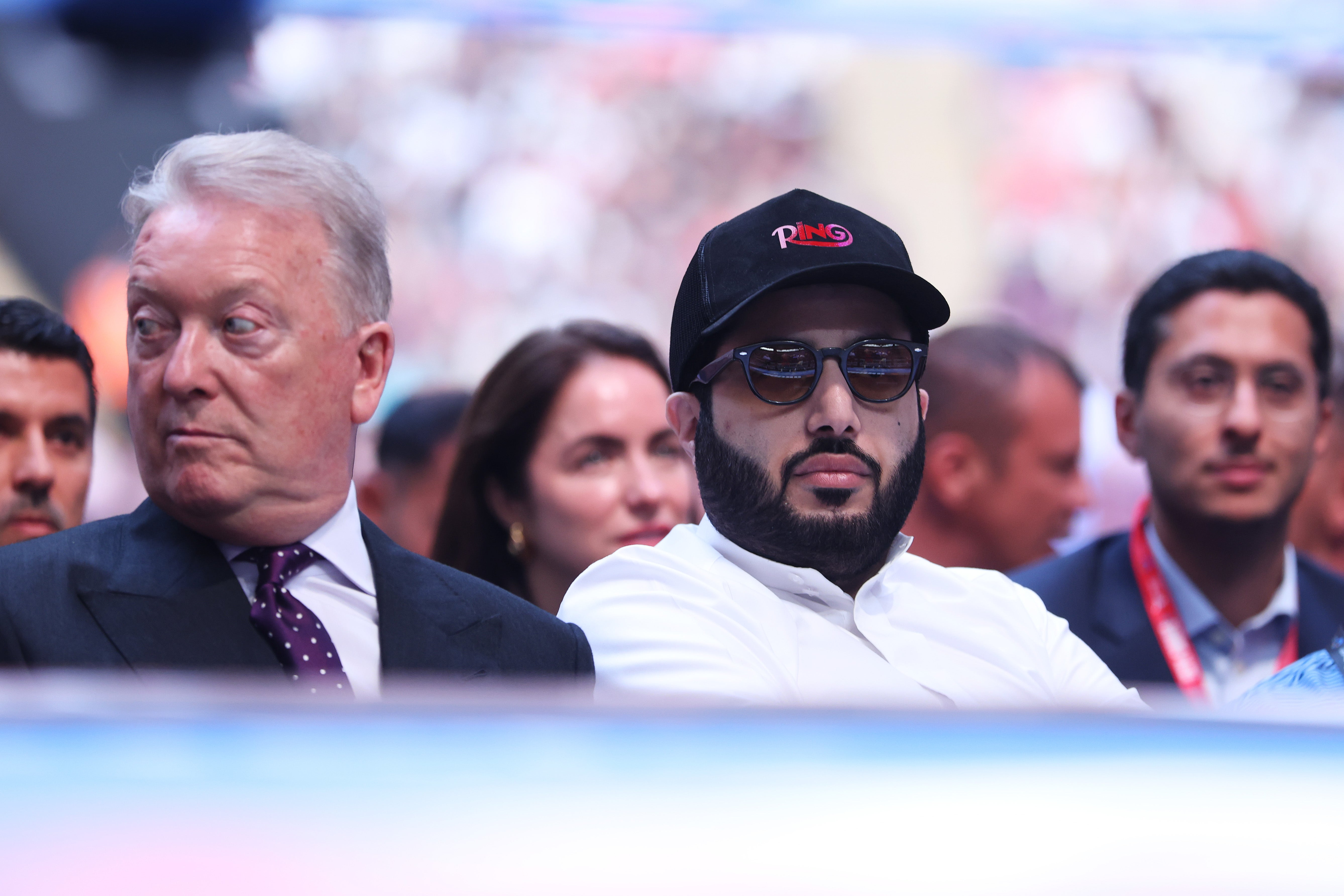 Promoter Frank Warren (left) with Saudi official Turki Alalshikh