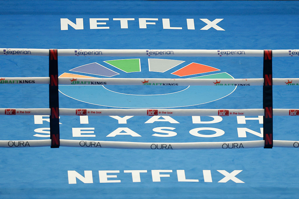 LAS VEGAS, NEVADA - SEPTEMBER 13: A general view of the ring is seen during the Canelo vs Crawford Fight Night at Allegiant Stadium on September 13, 2025 in Las Vegas, Nevada. (Photo by Harry How/Getty Images for Netflix)