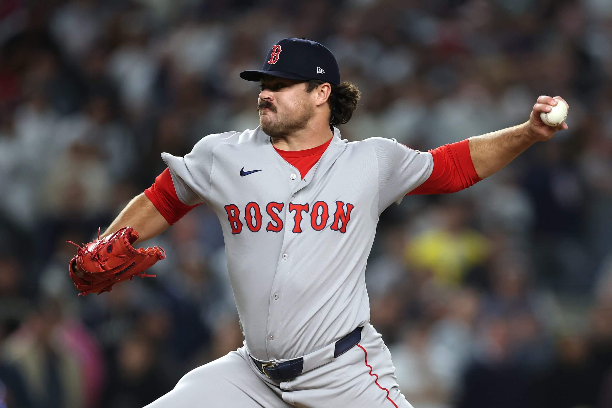 Payton Tolle #70 of the Boston Red Sox pitches during game two of the American League Wild Card Series against the New York Yankees at Yankee Stadium on October 1, 2025 in the Bronx borough of New York City.