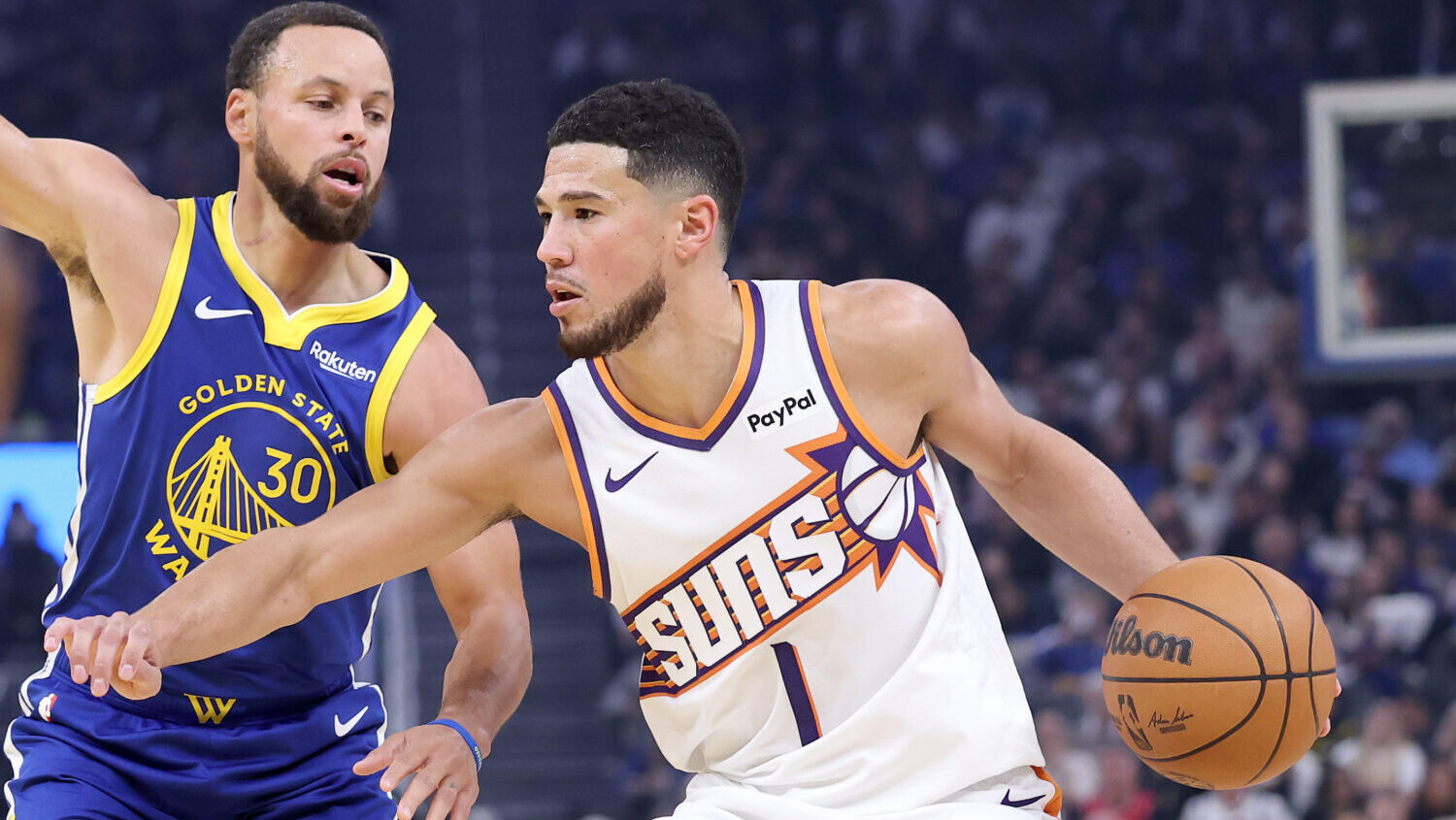 Devin Booker Steph Curry out Suns Warriors on Prime...
