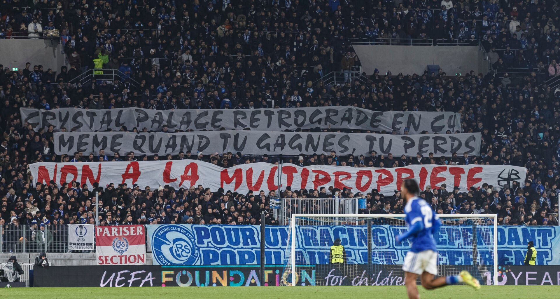 Anti-Chelsea banner caused trouble at Strasbourg over the weekend