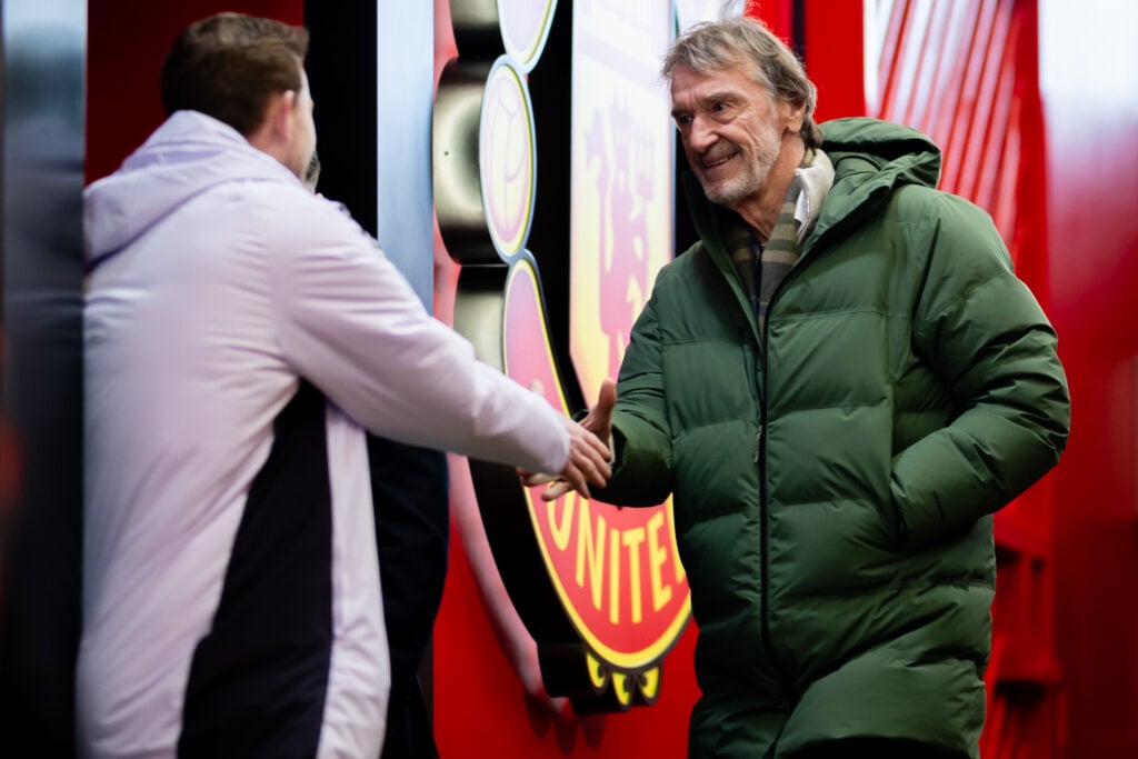 Manchester United co-owner Sir Jim Ratcliffe arrives prior to the Premier League match between Manchester United and Manchester City at Old Trafford on January 17, 2026 in Manchester, United Kingdom