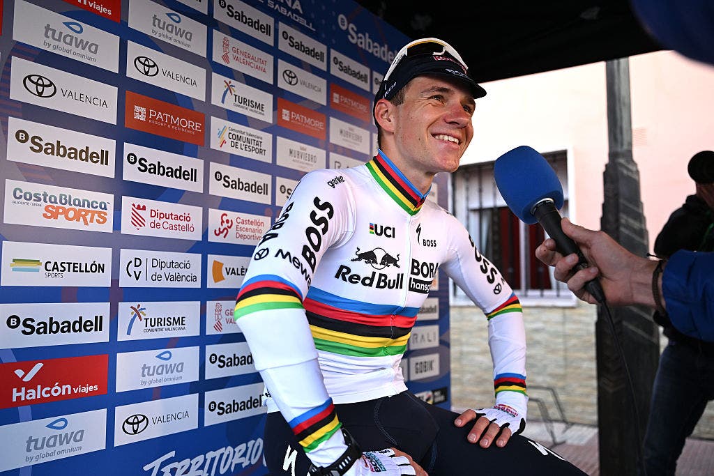 Evenepoel's frown turned upside down through the course of the afternoon in Valencia.