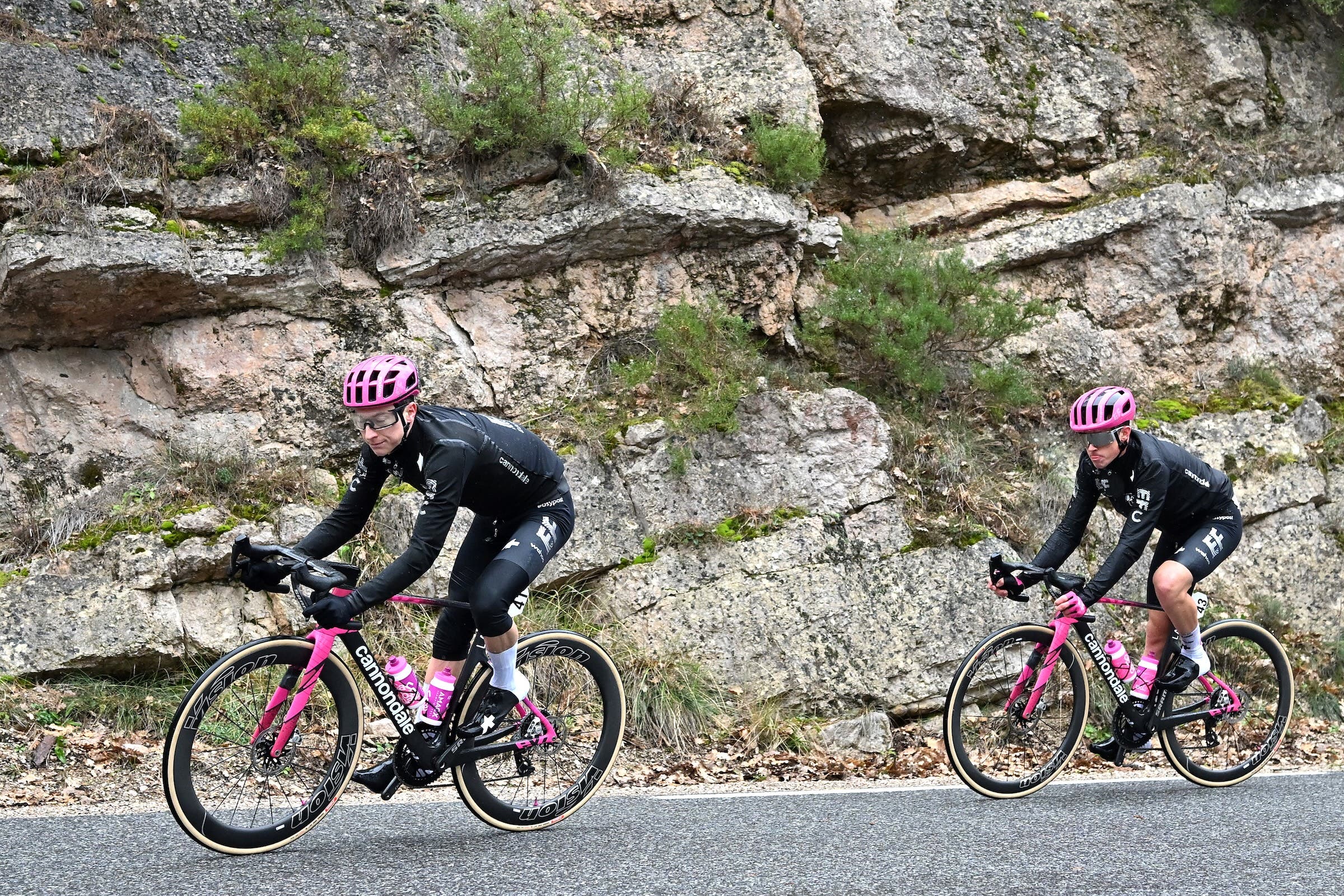 Neilson Powless and Michael Leonard (both Team EF Education - EasyPost) on stage 1a pf the Tour de la Provence this week (Photo: Billy Ceusters/Getty Images)