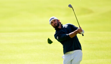 PACIFIC PALISADES, CALIFORNIA - FEBRUARY 20: Max Homa of the United States plays a shot on the eighth hole during the second round of The Genesis Invitational 2026 at Riviera Country Club on February 20, 2026 in Pacific Palisades, California.