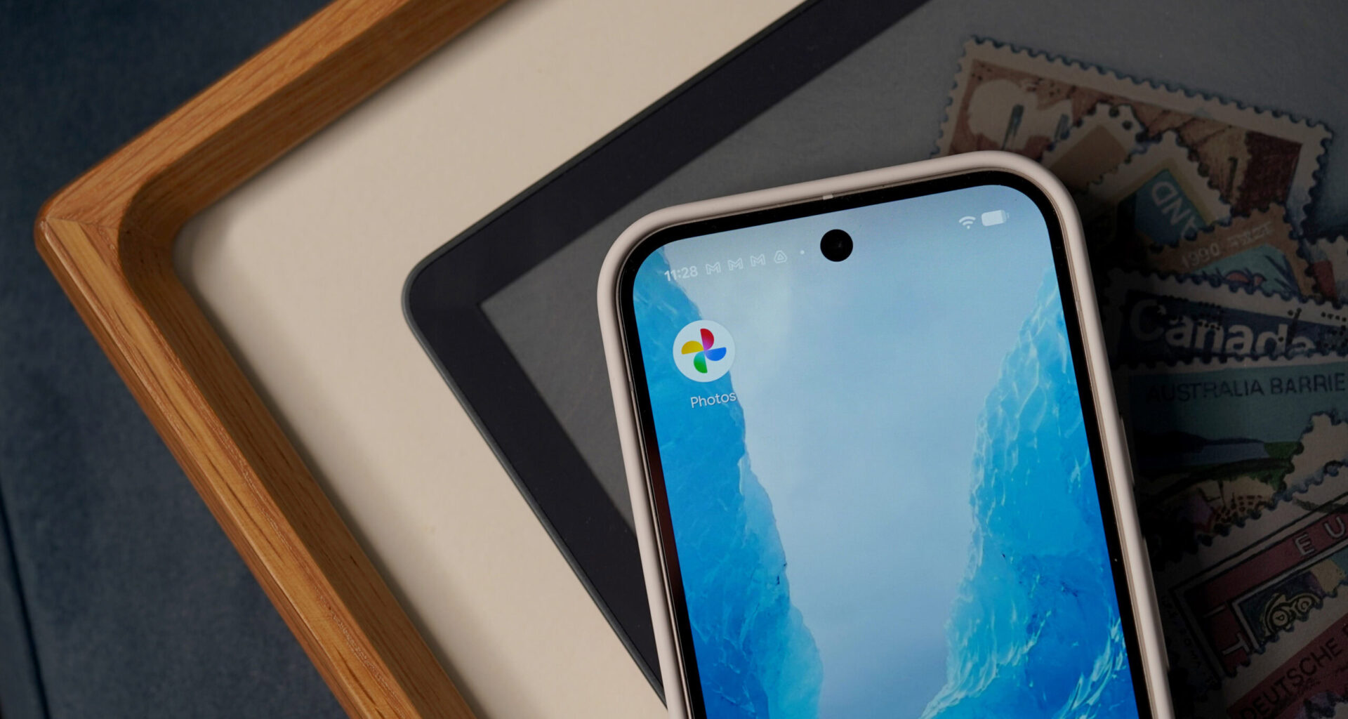 The Google Photos App icon is displayed on a Pixel phone.