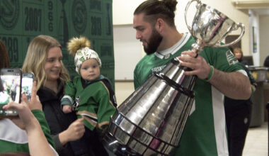 ‘Sask really feels like home’: Rider Jacob Brammer soaks up Grey Cup tour experience