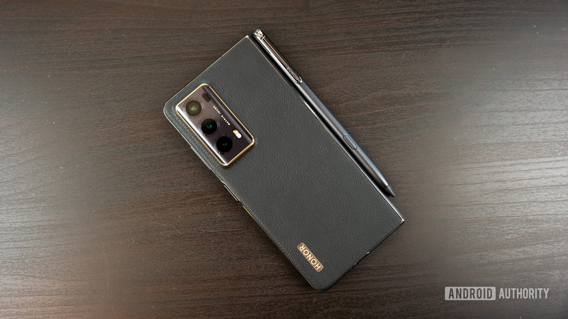 Honor Magic V2 Ultimate folded with included stylus