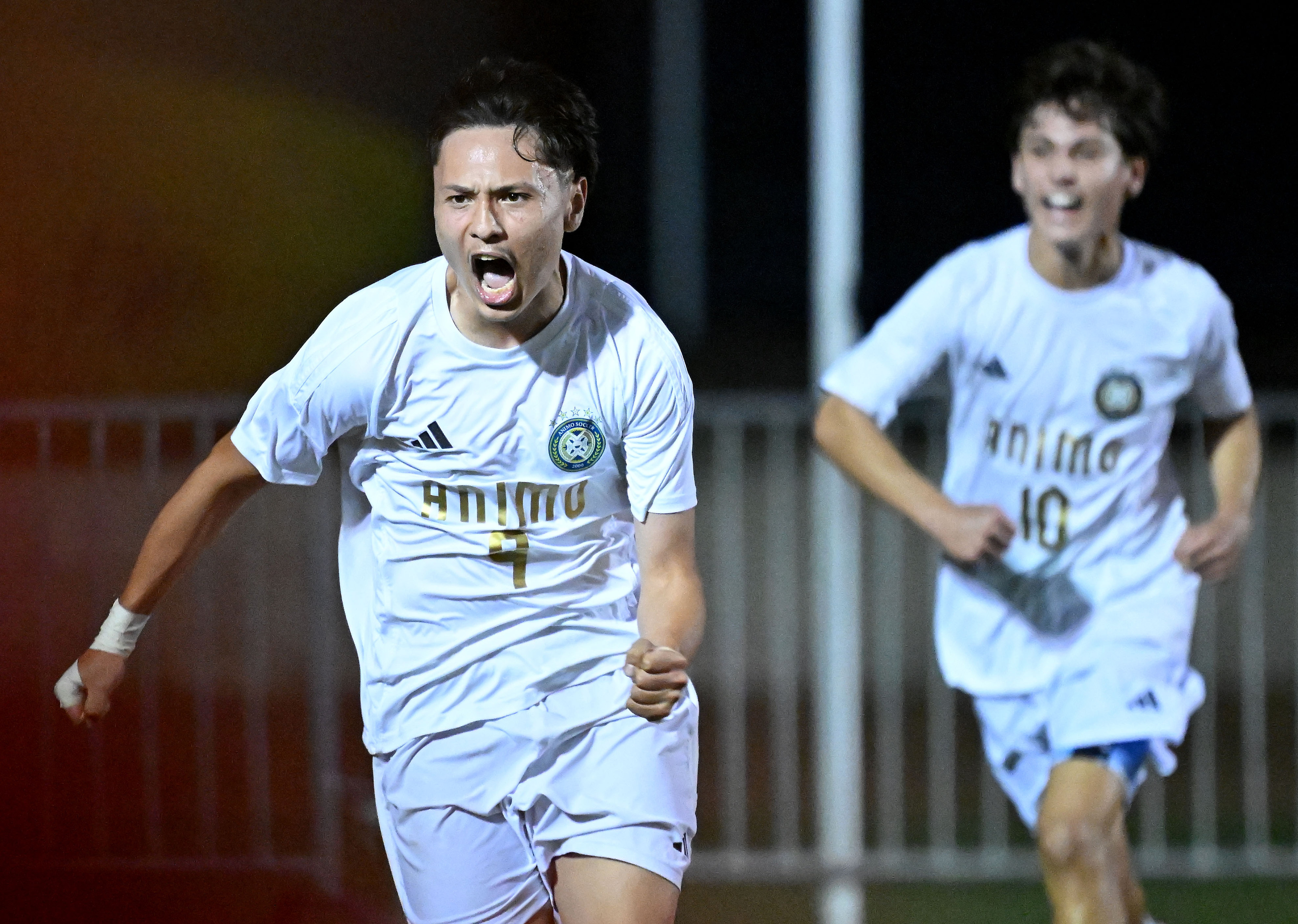 Animo Leadership forward Christopher Sanchez (9) celebrates his goal against...