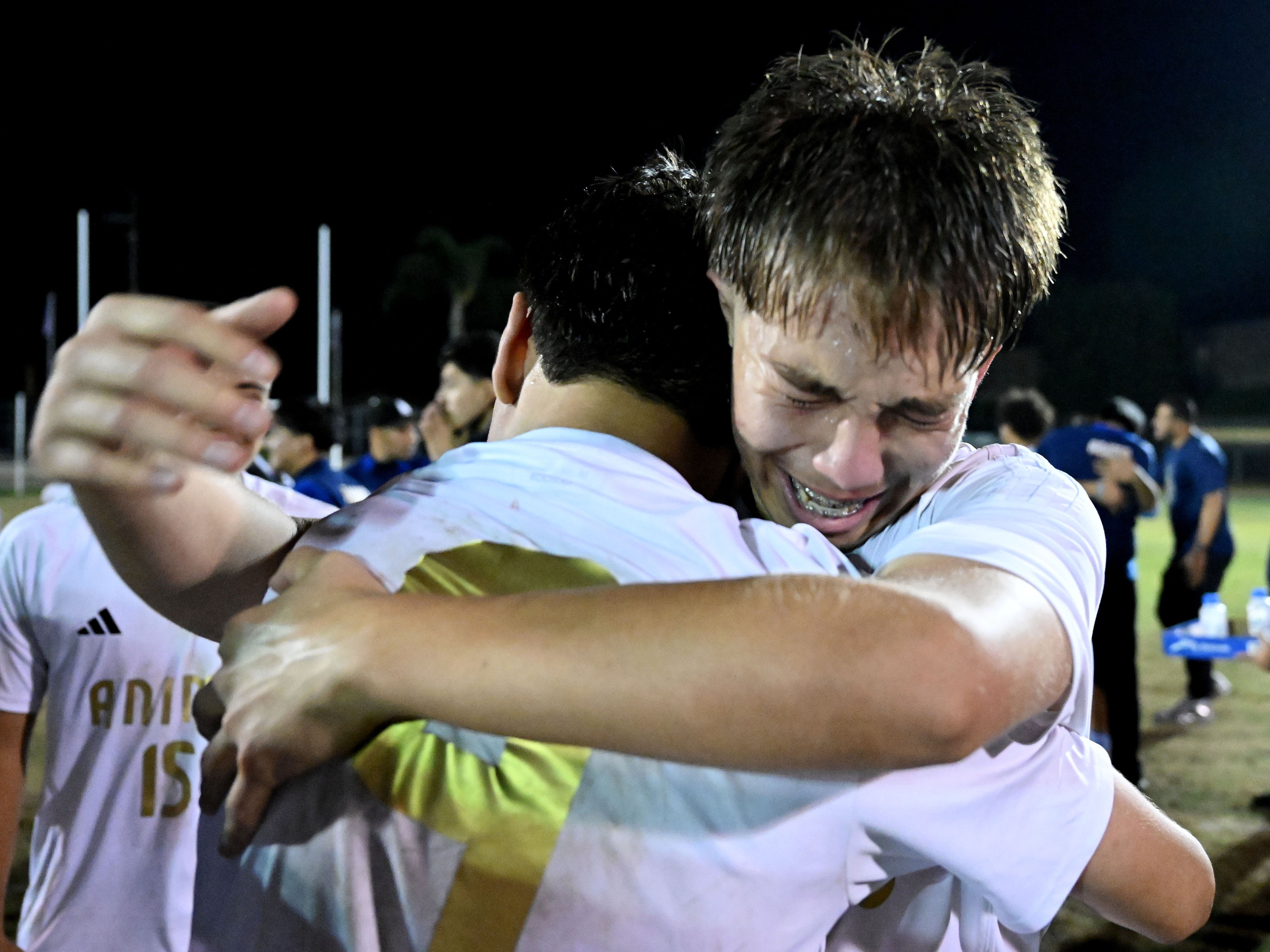 Animo Leadership forward Christopher Sanchez (9) and Animo Leadership forward...