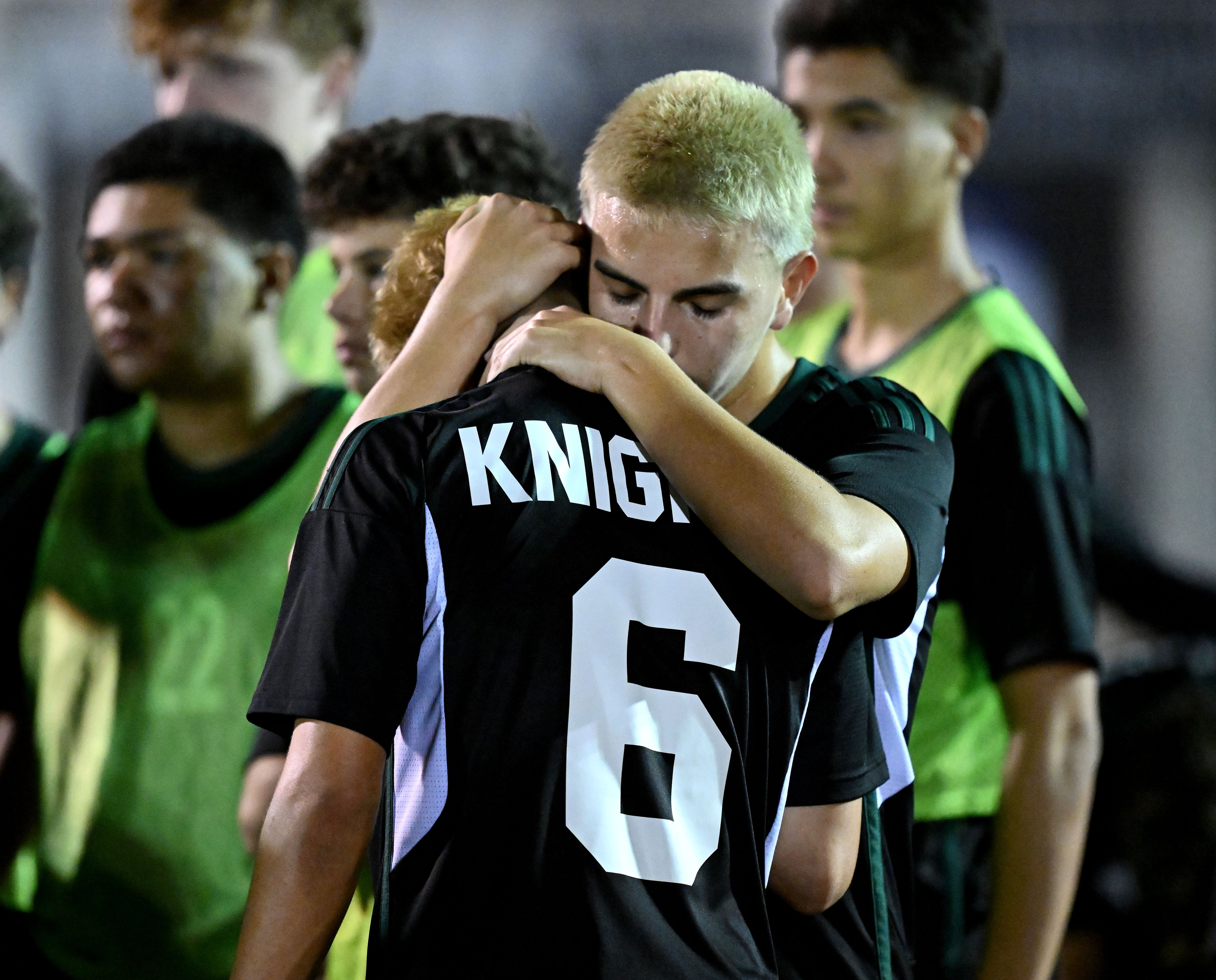 Ontario Christian midfielder Bryant Abernathy (6) and Ontario Christian midfielder...