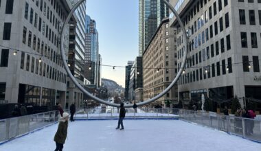 Montrealers glide beneath Place Ville Marie’s ring at new downtown rink