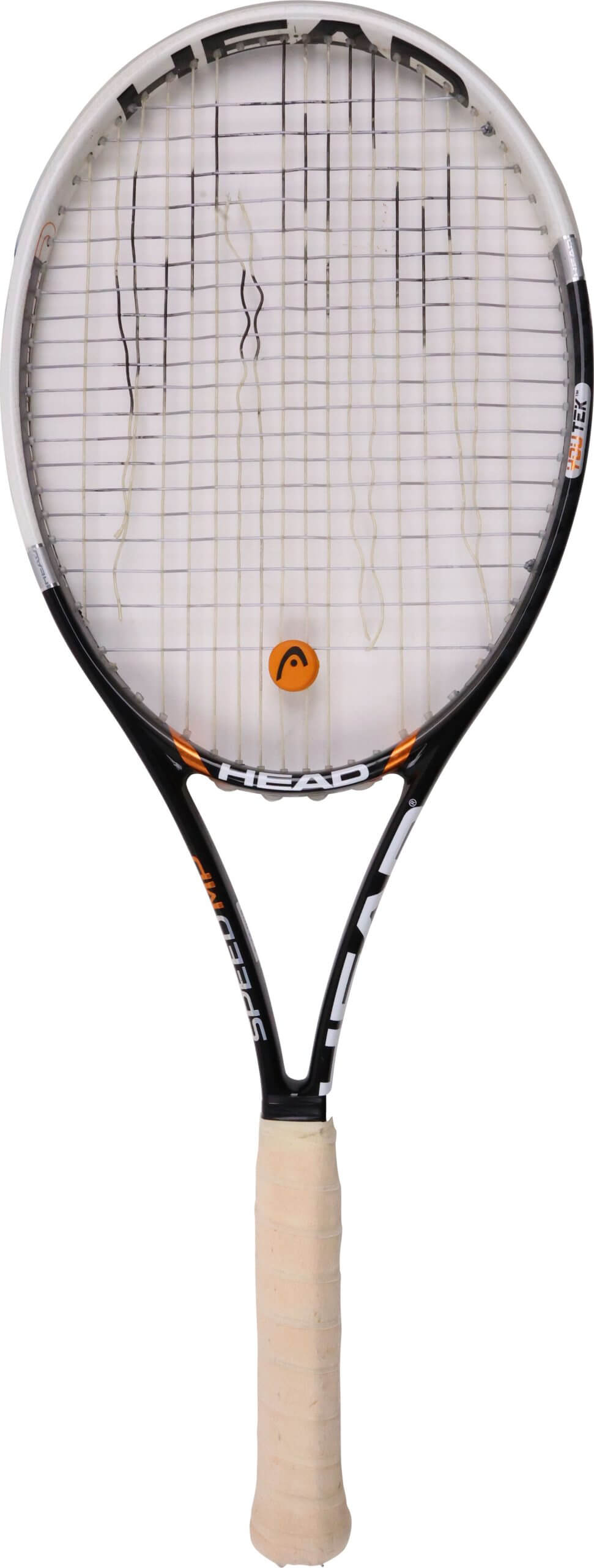 Close-up of Novak Djokovic's 2012 Australian Open final racket.