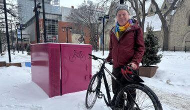Cycling community welcomes new bike lockers in Winnipeg’s downtown, calls for more projects