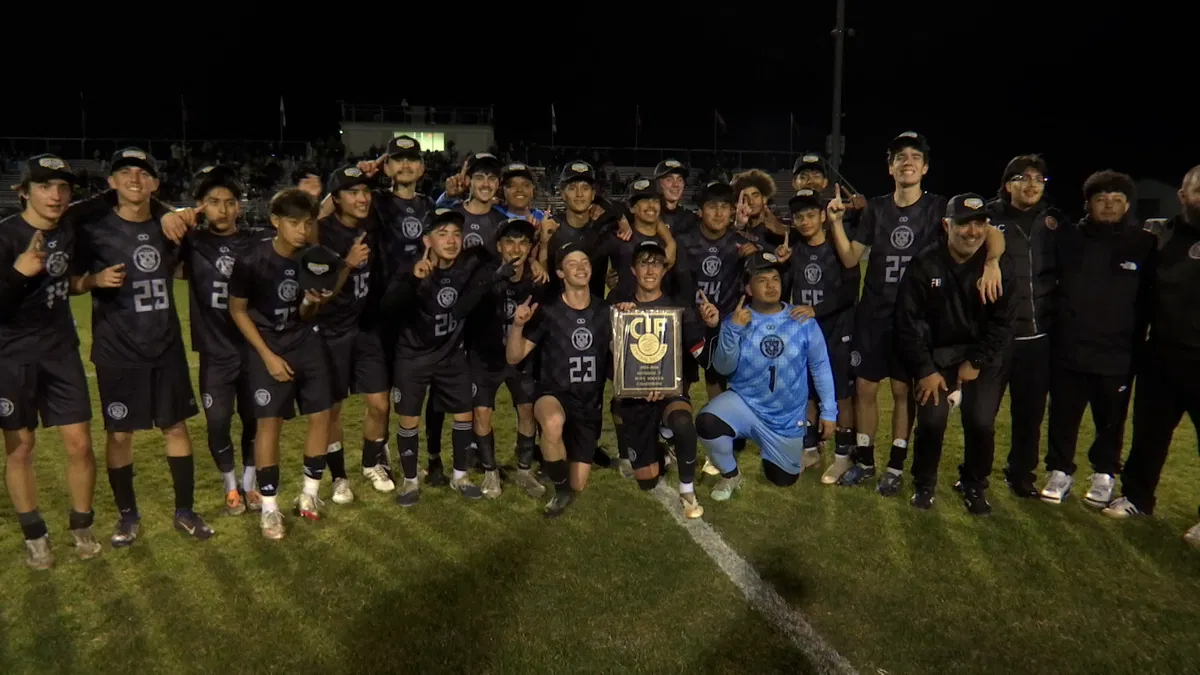 Nipomo boys soccer routs Dos Palos to win first CIF title in program history.