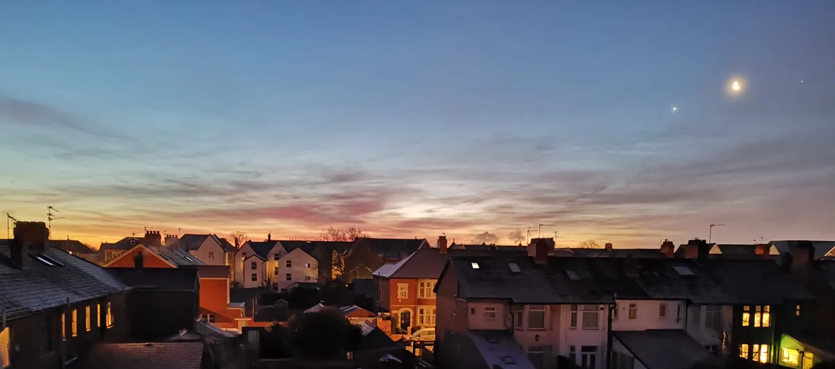 A conjunction of Venus, Jupiter and the moon from February 2019, taken using an iPhone 7. Credit: Jamie Carter