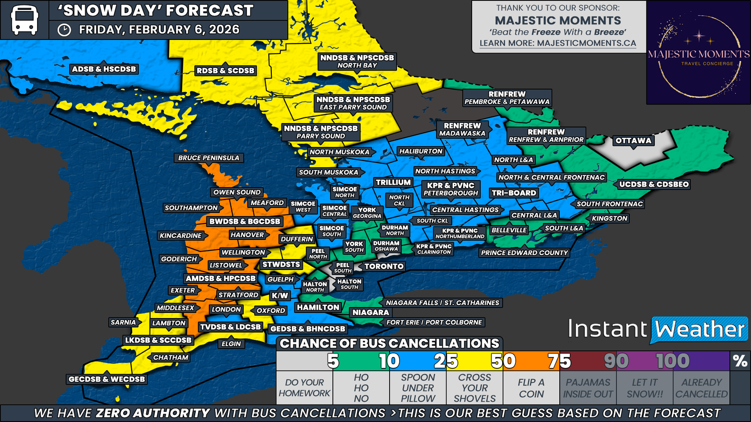 Blast of Heavy Snow on Friday Afternoon May Lead to School Bus Cancellations in Parts of Southern Ontario