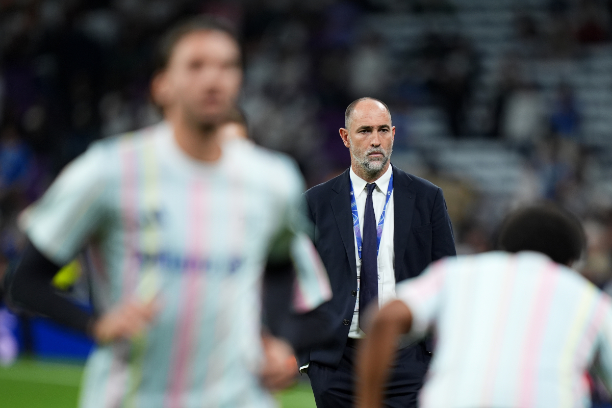MADRID, SPAIN - OCTOBER 22: Igor Tudor, Head Coach of Juventus, looks on prior to the UEFA Champions League 2025/26 League Phase MD3 match between Real Madrid C.F. and Juventus at Estadio Santiago Bernabeu on October 22, 2025 in Madrid, Spain. (Photo by Angel Martinez/Getty Images)