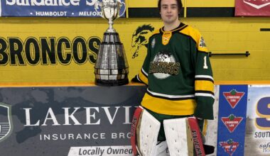 Broncos’ goalie savours full-circle moment during Roughriders’ visit