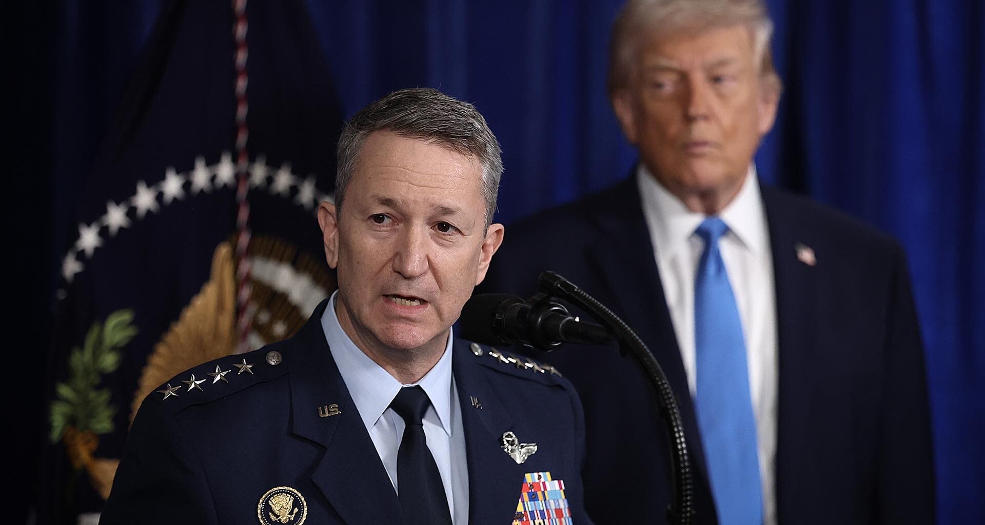 President Donald Trump speaks about the Supreme Court's tariff decision during a press briefing, on February 20, 2026 at the White House in Washington D.C.