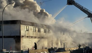 Edmonton firefighters working to put out blaze at Jasper Place Hotel