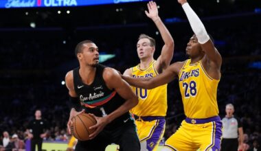 Victor Wembanyama scores 37 of 40 in first half as San Antonio Spurs crush short-handed Los Angeles Lakers