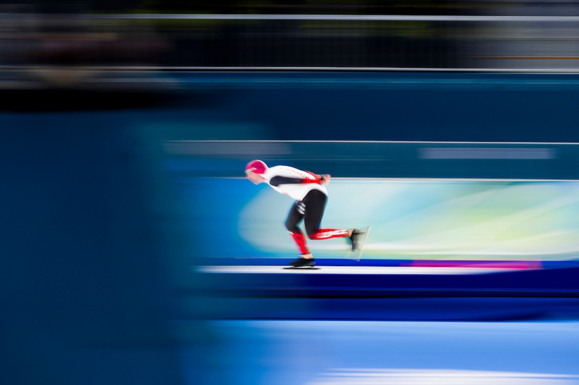 Ted-Jan Bloemen skates in the 5000m long track speed skating event