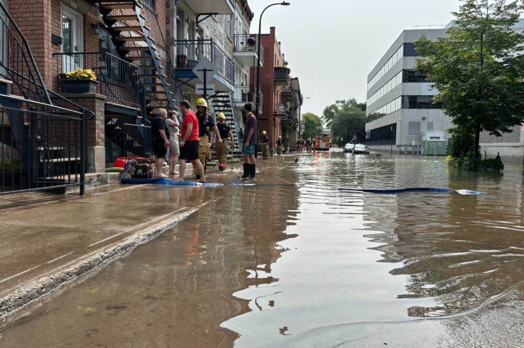 Montreal firefighters on scene after Montreal streets are flooded on Friday, Aug. 16 2024