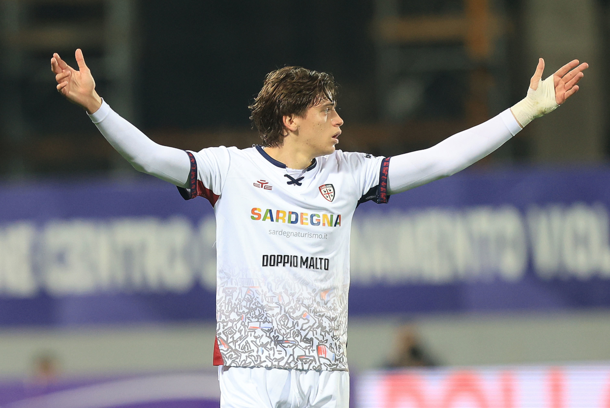 FLORENCE, ITALY - JANUARY 24: Marco Palestra of Cagliari Calcio reacts during the Serie A match between ACF Fiorentina and Cagliari Calcio at Artemio Franchi on January 24, 2026 in Florence, Italy. (Photo by Gabriele Maltinti/Getty Images)