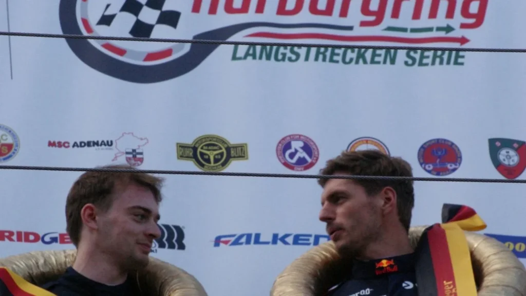 Max Verstappen and Chris Lulham took victory in the Ferrari 296 GT3 at the Nurburgring. Image: Shanna Lutgert