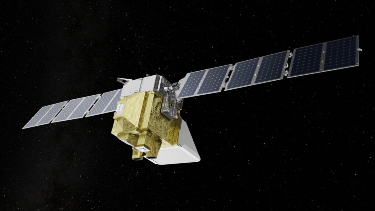 An artist's rendering of MethaneSAT in space