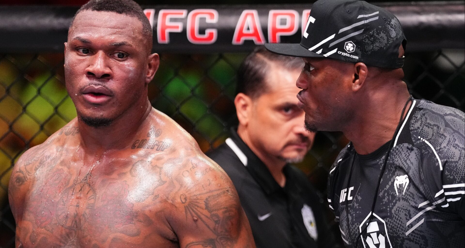 Mohammed Usman with his brother Kamaru during one of his UFC fights