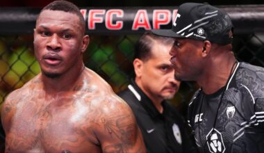 Mohammed Usman with his brother Kamaru during one of his UFC fights