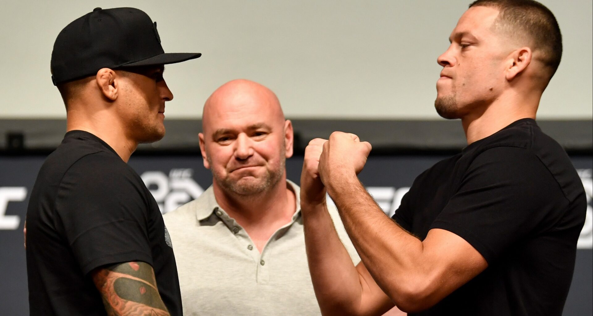 Dustin Poirier and Nate Diaz faceoff