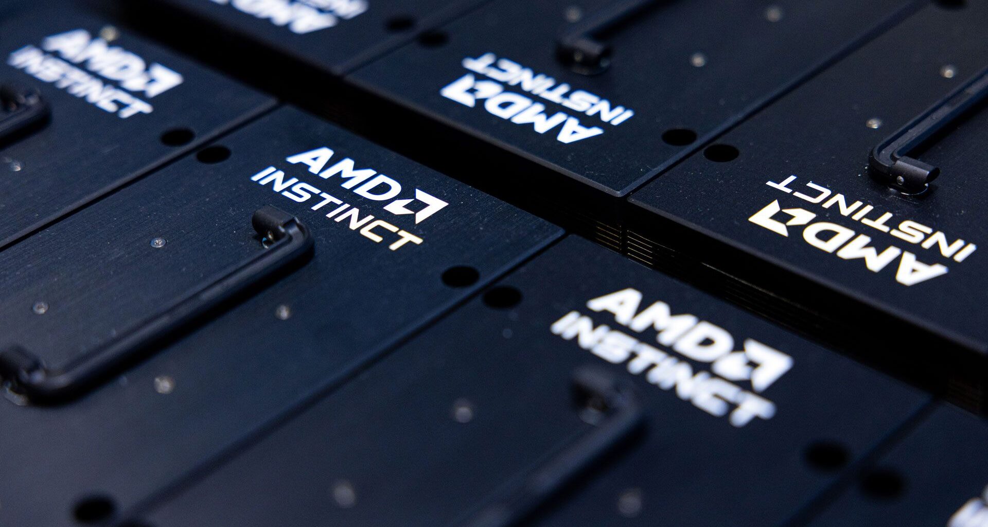 AMD Instinct GPUs in a rack.
