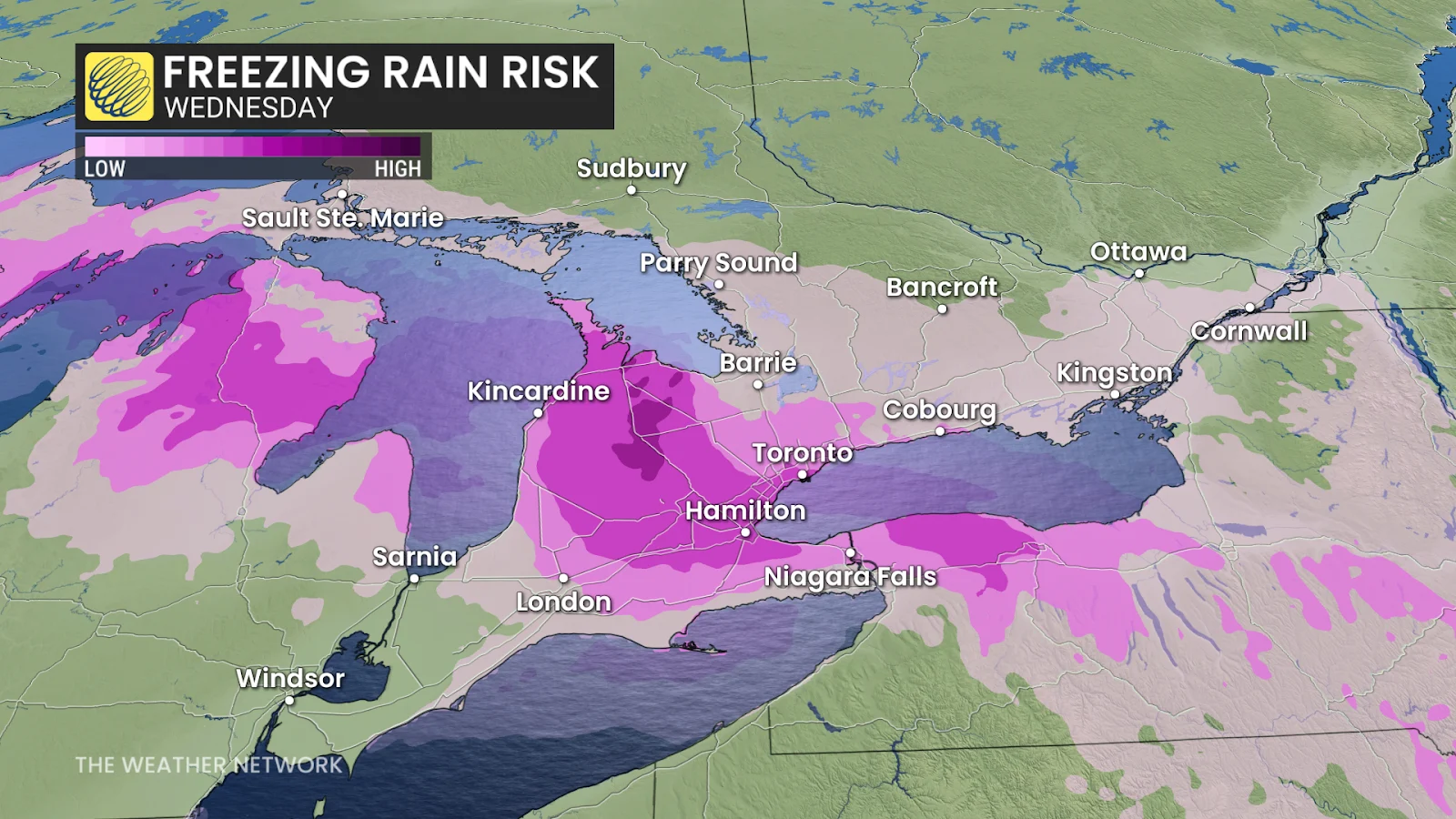 Ontario Wednesday forecast freezing rain - Feb. 17, 2026