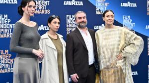 Eva Victor, Catalina Rojter, Mark Ceryak and Adele Romanski at the 2026 Film Independent Spirit Awards held at the Hollywood Palladium on February 15, 2026 in Los Angeles, California.