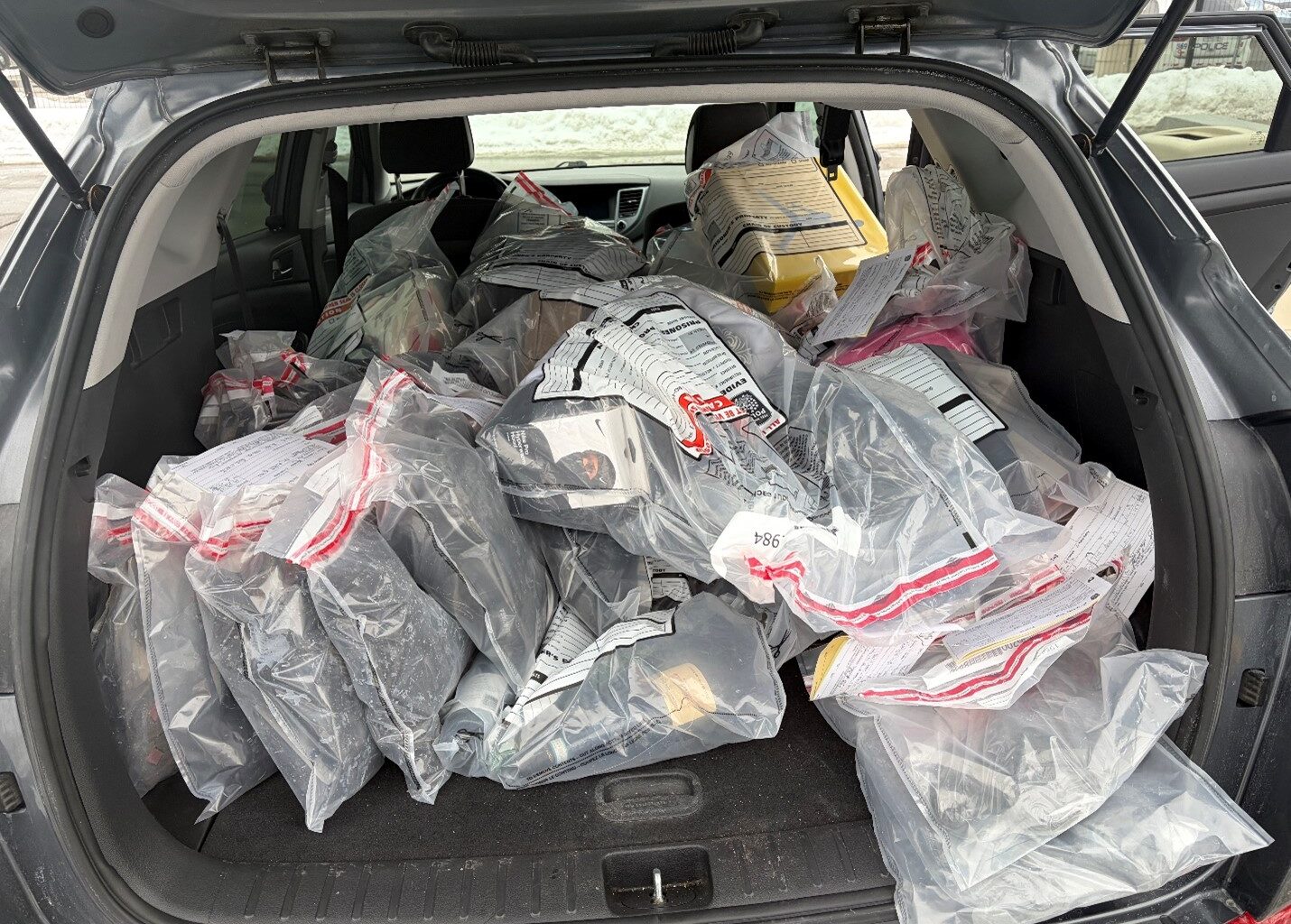 Display of stolen merchandise recovered by Peel Regional Police in Mississauga break-and-enter investigation.