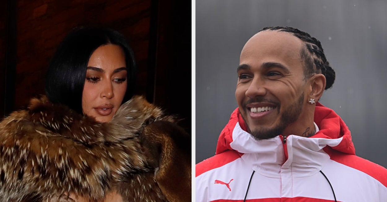 Kim Kardashian And Lewis Hamilton At Super Bowl LX