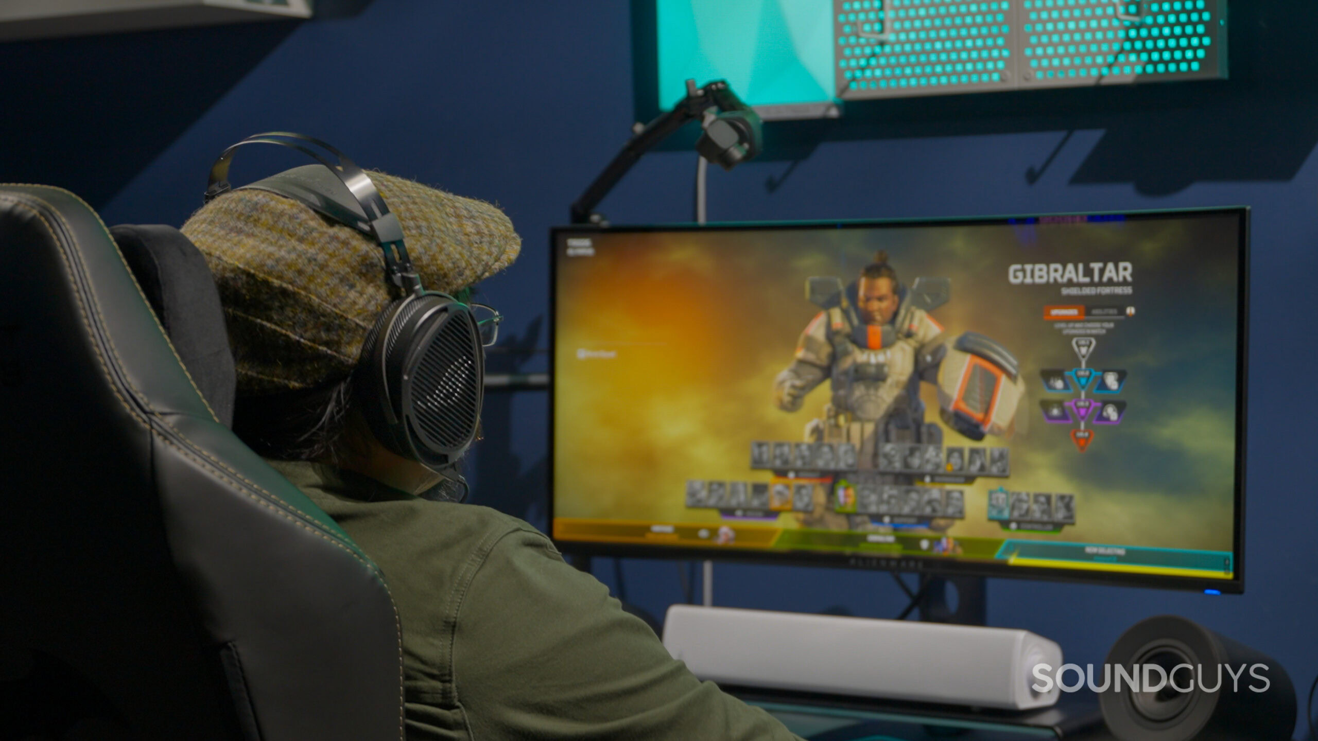 A man wearing the ROG Kithara headset.