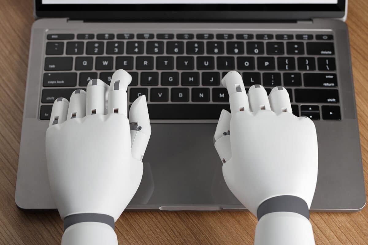 Generative AI: Robot hands typing
