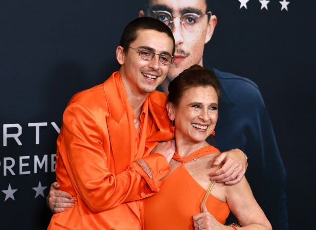 NEW YORK, NEW YORK - DECEMBER 16: Timoth??e Chalamet and Nicole Flender attend an event attends A24's "Marty Supreme" New York Premiere on December 16, 2025 in New York City. (Photo by Theo Wargo/Getty Images)