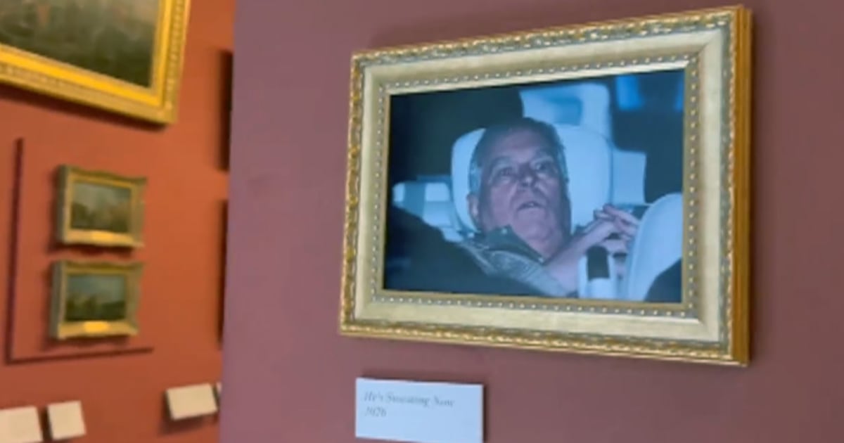 Photo of former Prince Andrew leaving police station hung in the Louvre by activists - CTV News