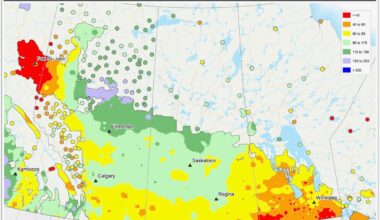 This map shows the total amount of precipitation that has fallen across the Prairies so far this winter (Nov. 1 to Feb. 15) compared to average. Manitoba and far northwestern Alberta have been the driest, with north-central Alberta and Saskatchewan seeing near to above average amounts.